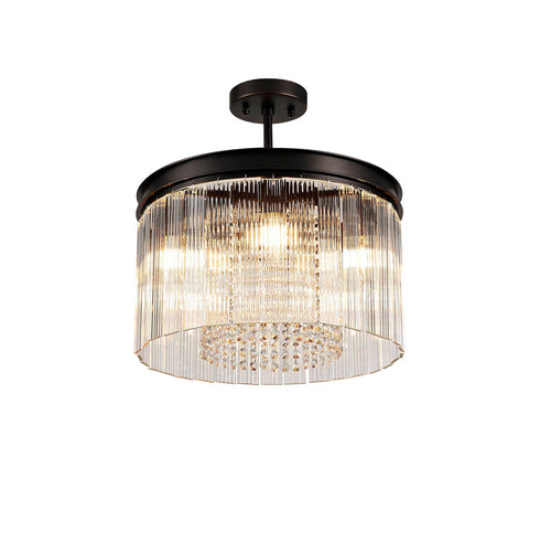 Burnaby Round Pendant /Semi Flush 5 Light Brown Oxide Small